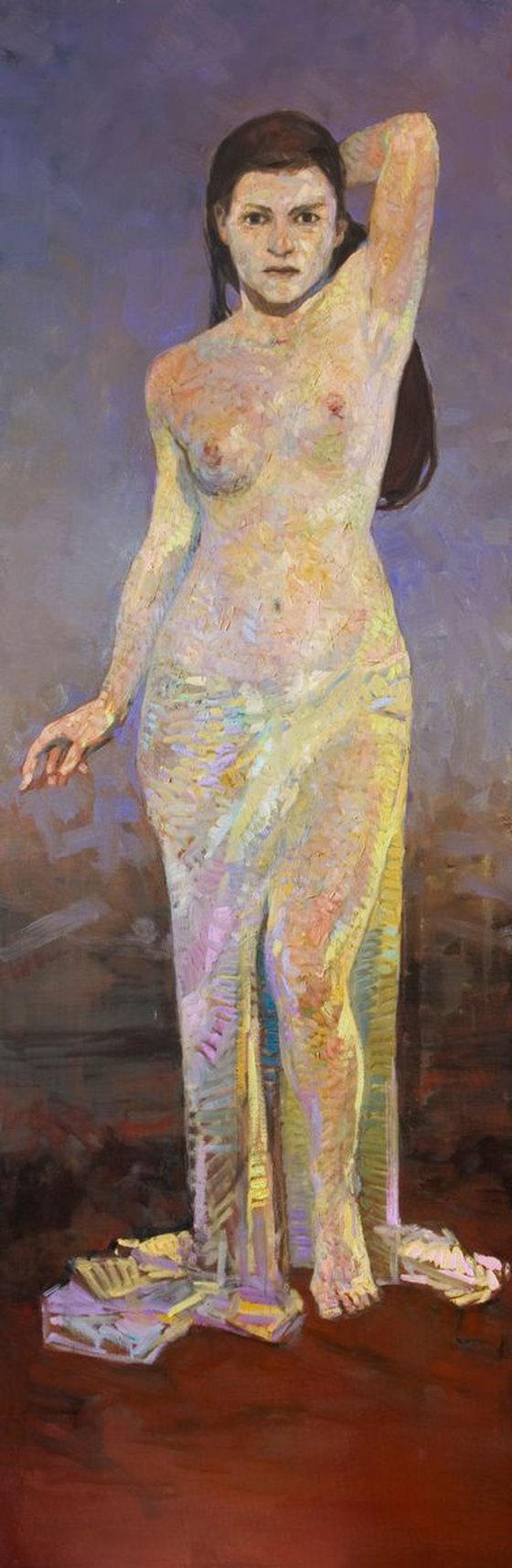 large impressionist nude woman in natural tones