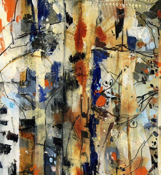 Wonderful Forest n.2 Abstract Mixed Media Painting