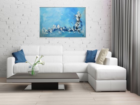 Flying Fishes  - Abstract Art - Acrylic Painting - Canvas Art - Framed Painting - Abstract Sea Painting - Ready to Hang