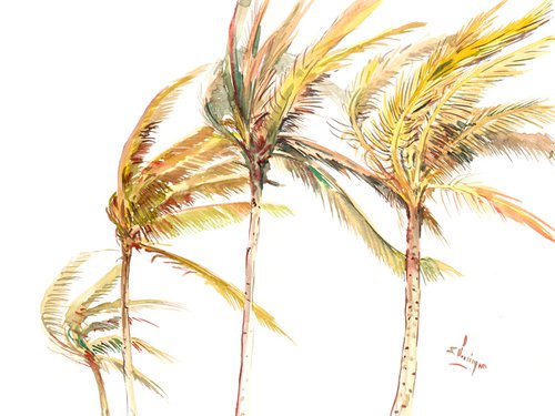 Tropical Beach. coconut Palm Trees by Suren Nersisyan
