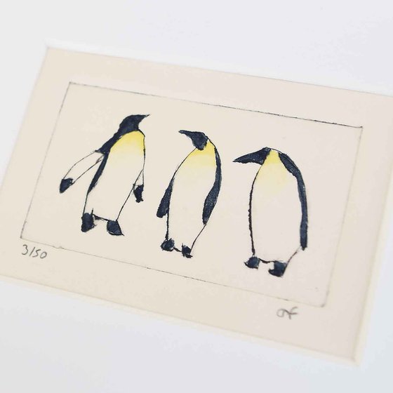 Small framed three penguins