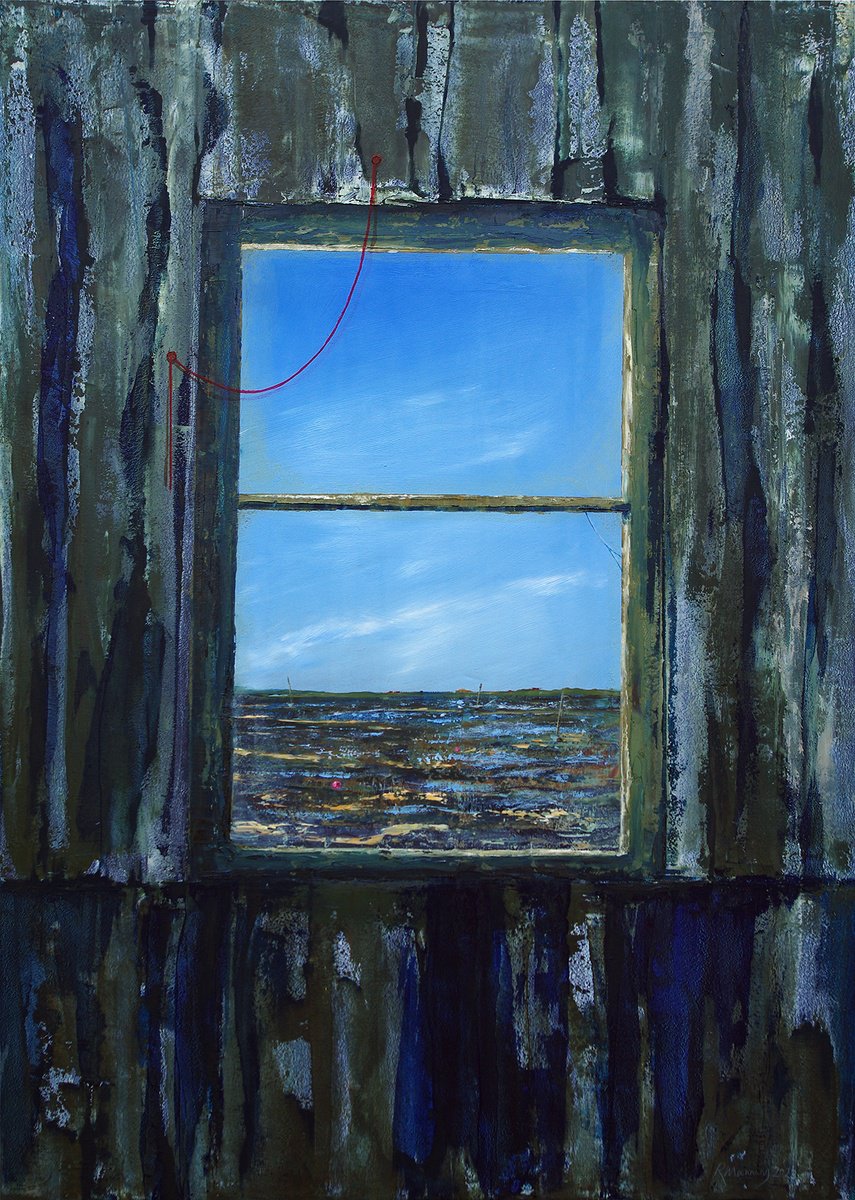 Abstract Oil Painting By Richard Manning, 24 X 31", View From The Shed, Original Artwork