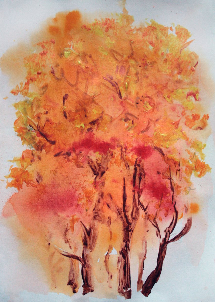 Expressive Abstract Acrylic Painting By Salana Art / Svetlana Samovarova, 12 X 17", Expression Vii, Original Artwork