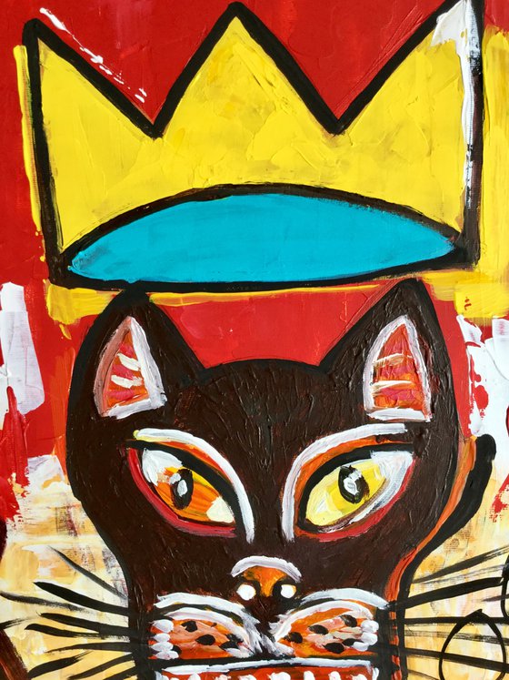 Cat version of painting by Jean-Michel Basquiat "GRILLO" (1984)