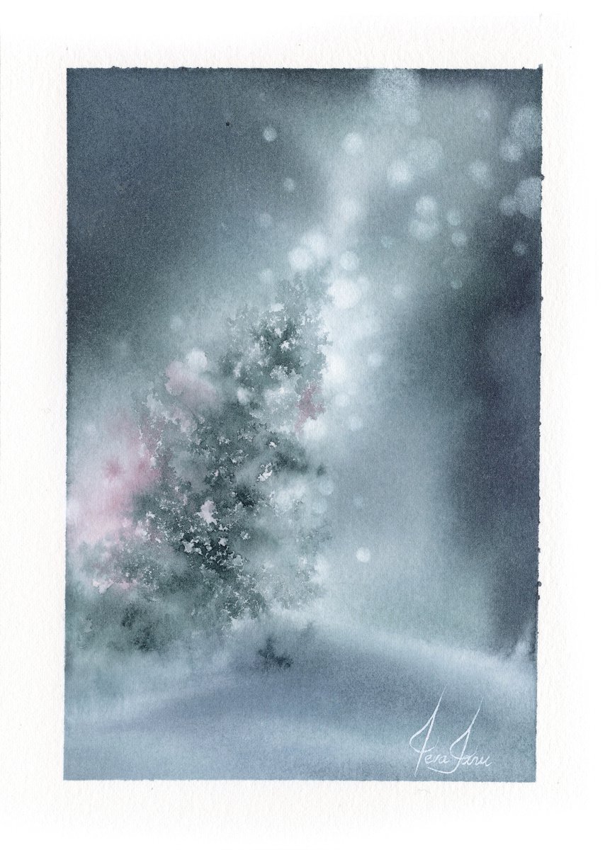 December - Christmas Tree Painting by ieva Janu