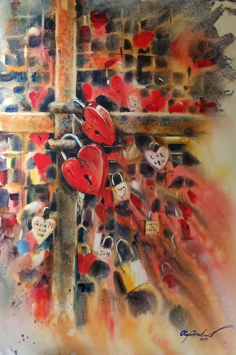 Impressionistic Abstract Watercolour By Olga Drozdova, 15 X 22", Forever. Verona, Original Artwork