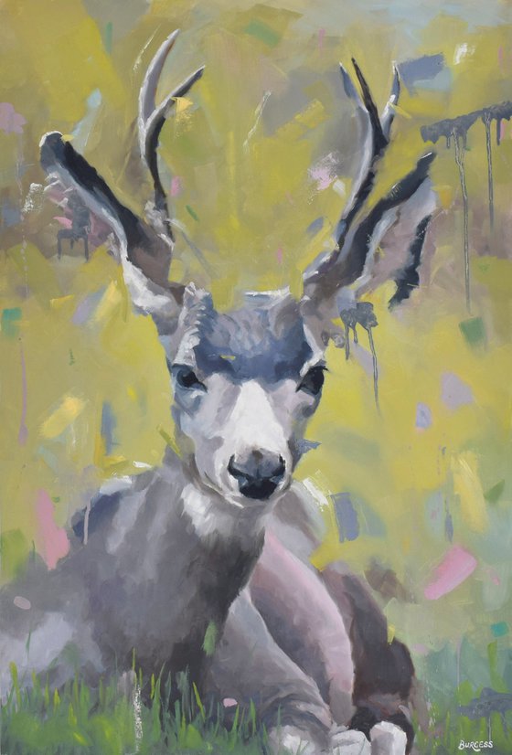 Stillness - Stag Oil Painting On Canvas - 90cm x 60cm