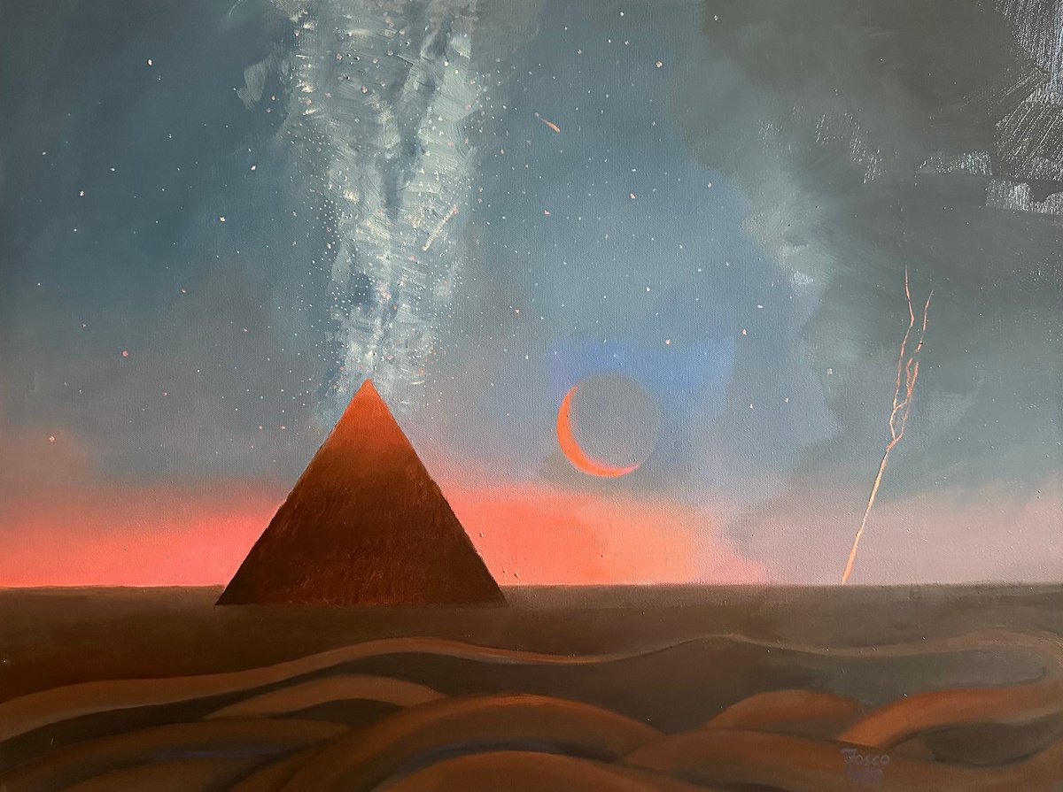 Surrealistic Landscape Oil Painting By Fosco Culto, 31 X 24, Eternity, Original Artwork