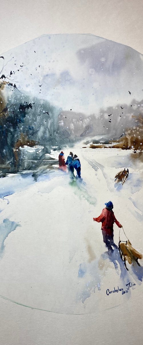 Watercolor “Wait for me” perfect gift by Iulia Carchelan