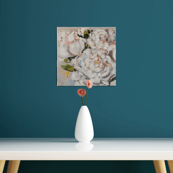 White flowers painting on canvas