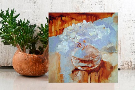 Bouquet White Floral Painting Original Art Abstract Flowers Artwork Floral Still Life Wall Art