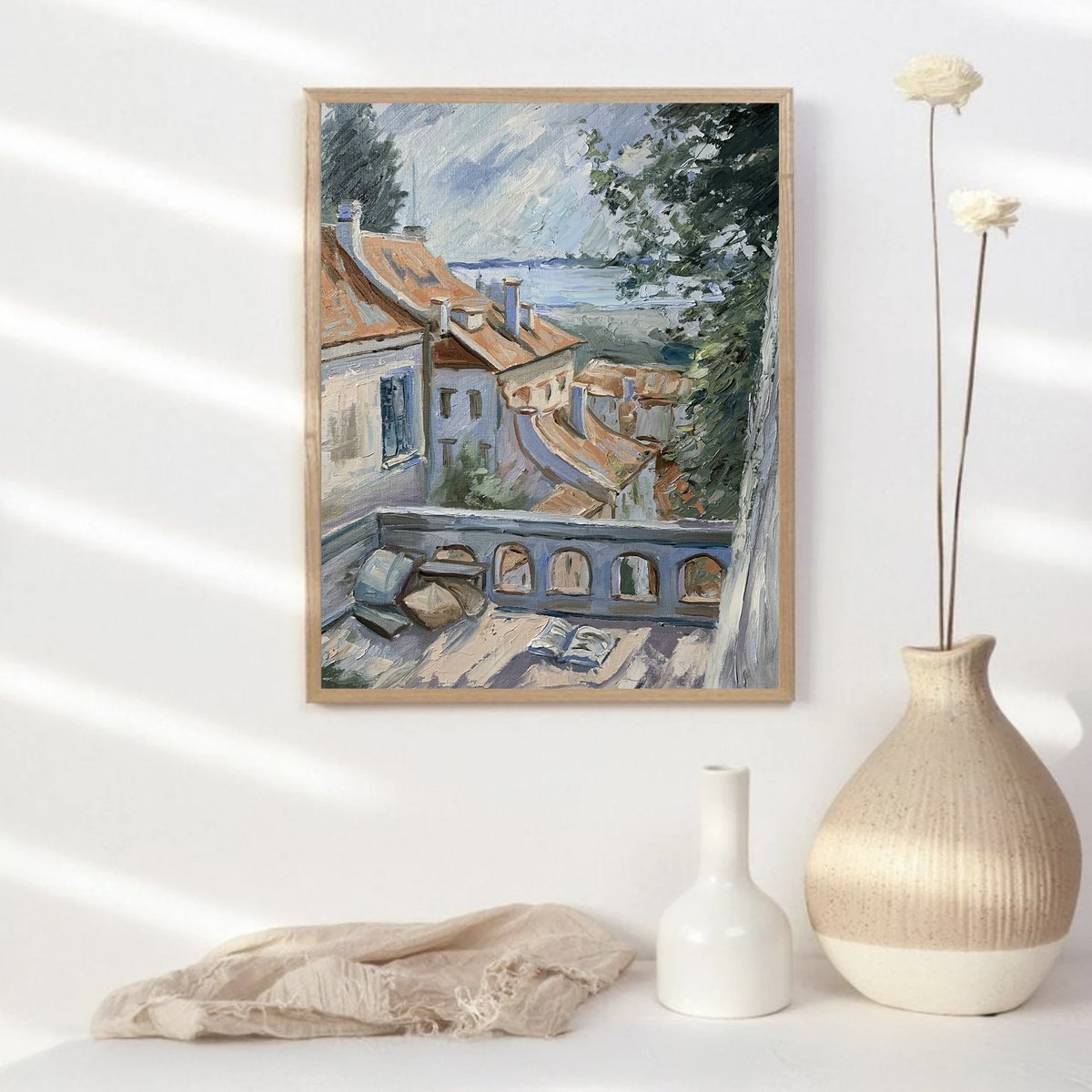 Impressionistic Cityscapes Oil Painting By Vita Schagen, 16 X 20", Paris. Parisian Roofs., Original Artwork