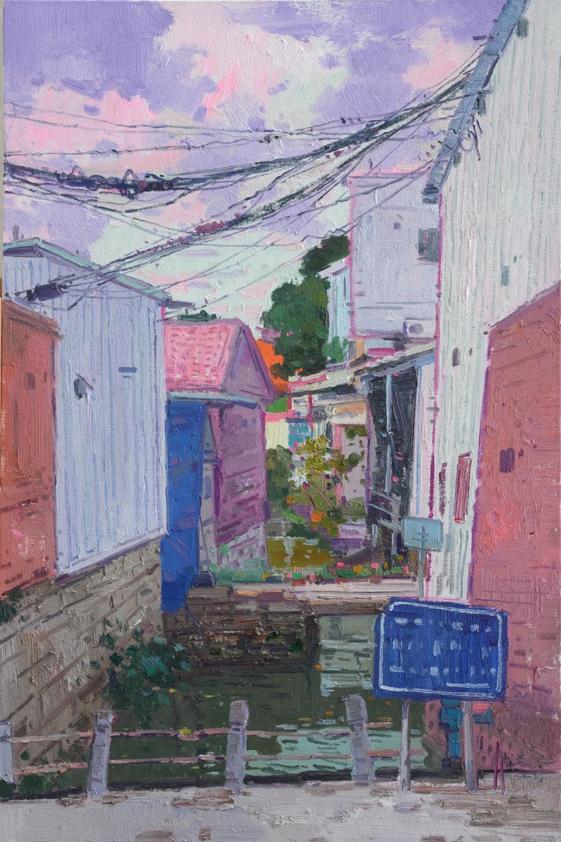 Impressionistic Landscape Oil Painting By Jianzhe Chon, 24 X 35, Summer In The Village 177, Original Artwork