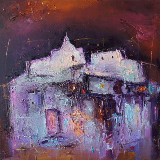 The castle, Abstract oil Painting