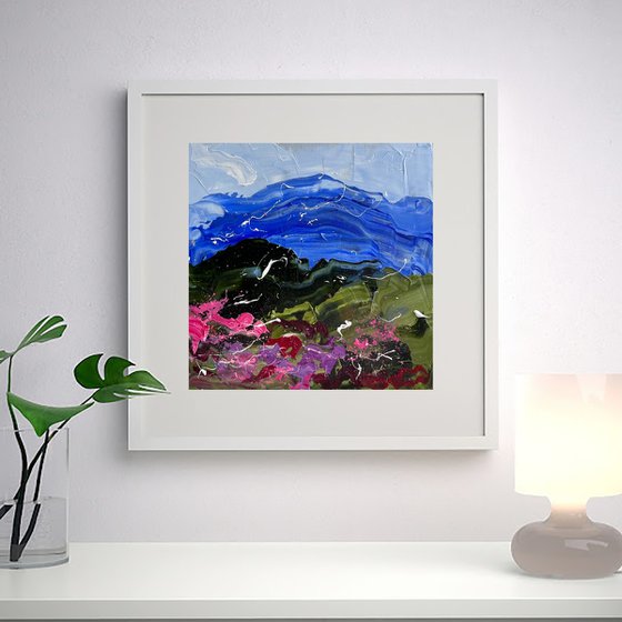 Appalachian Painting Mountains Original Art Landscape Oil Impasto Small Artwork Home Wall Art 6 by 6" by Halyna Kirichenko