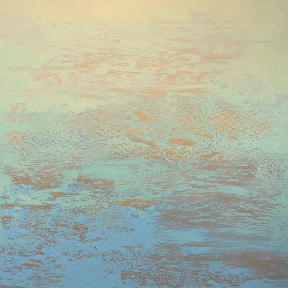 Expressive Abstract Acrylic Painting By Suzanne Vaughan, 40 X 40", Soft Sand - Abstract Beach, Original Artwork