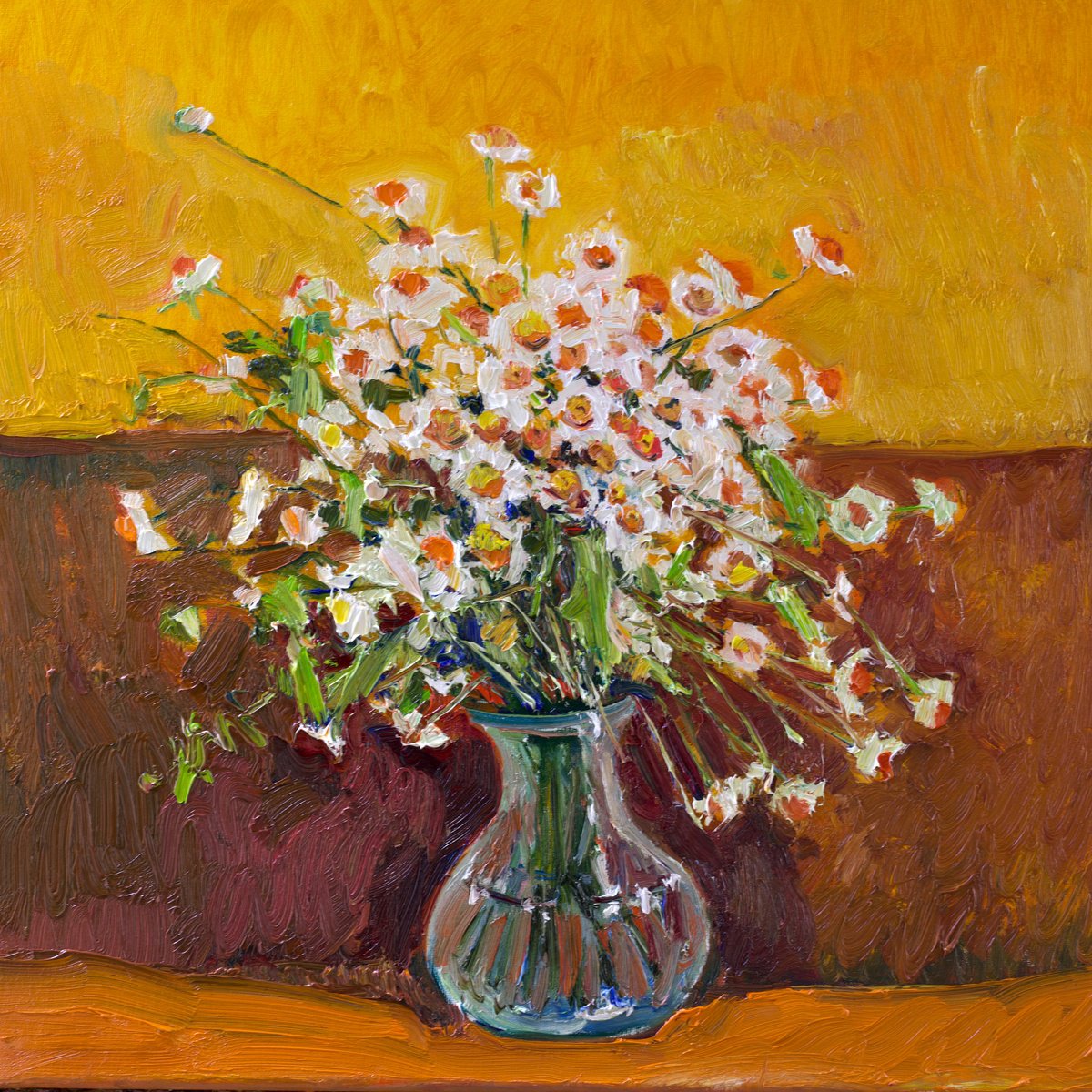 Chamomiles In The Vase By Suren Nersisyan, 20 X 20, Artwork For Sale On Artfinder