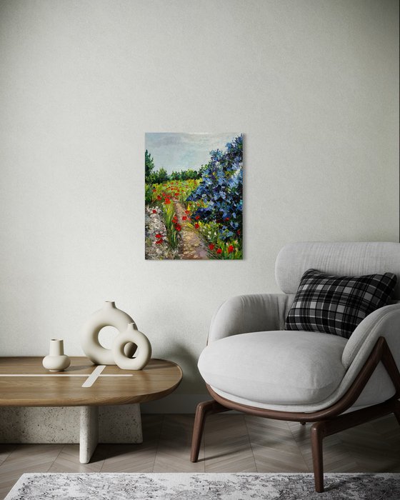 Lilac valley with popies 1