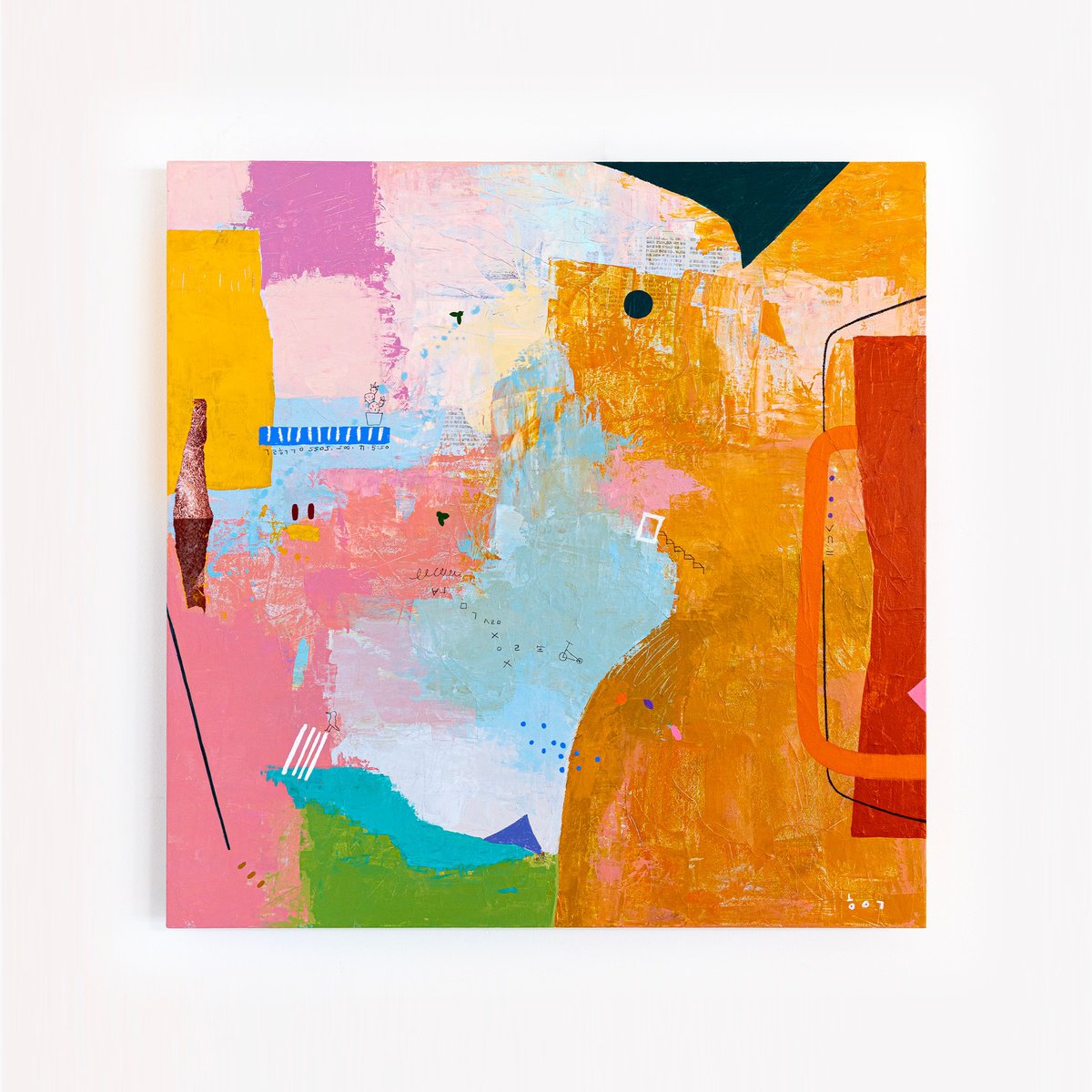 Abstract Acrylic Painting By Hyunah Kim, 36 X 36, Humming, Original Artwork