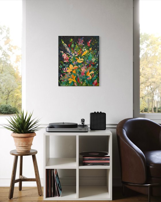 Bright Flowers on Dark Background