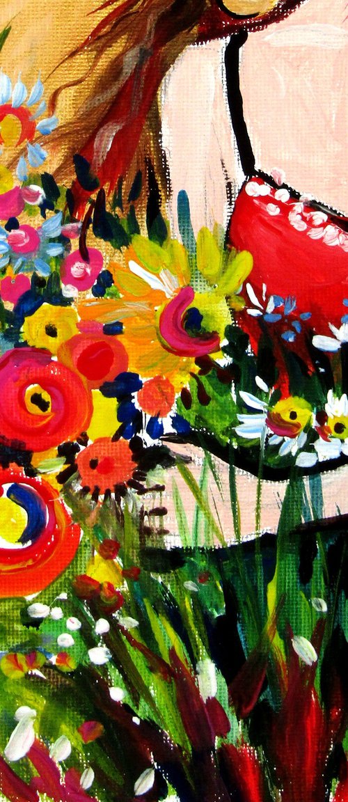 Girl with hat and florals by Kovács Anna Brigitta