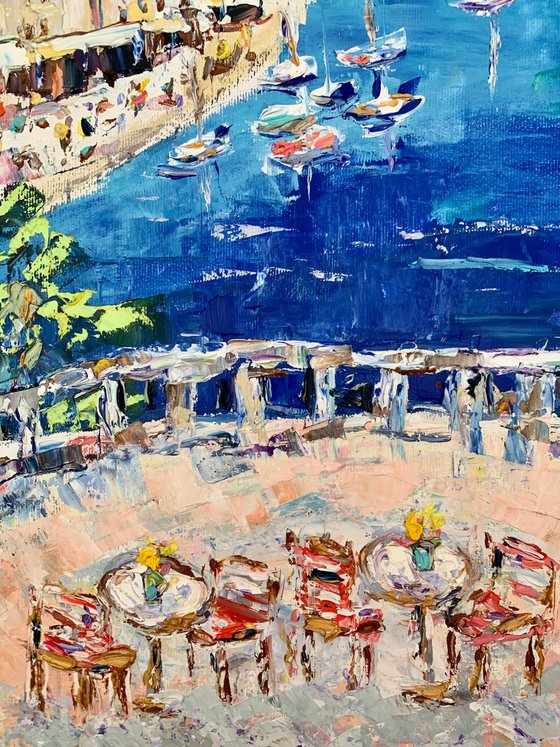 View from terrace. French Riviera coast.