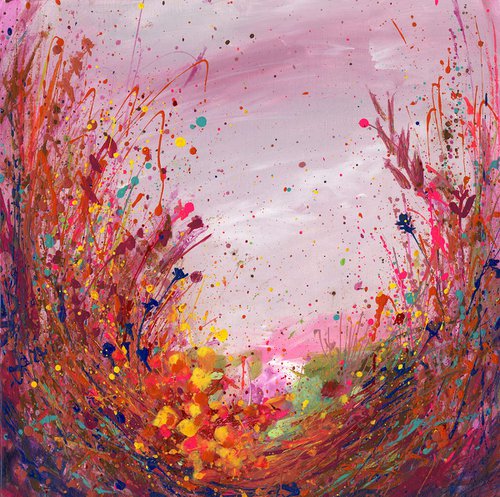 Storybook Field  -  Abstract Meadow Flower Painting  by Kathy Morton Stanion by Kathy Morton Stanion