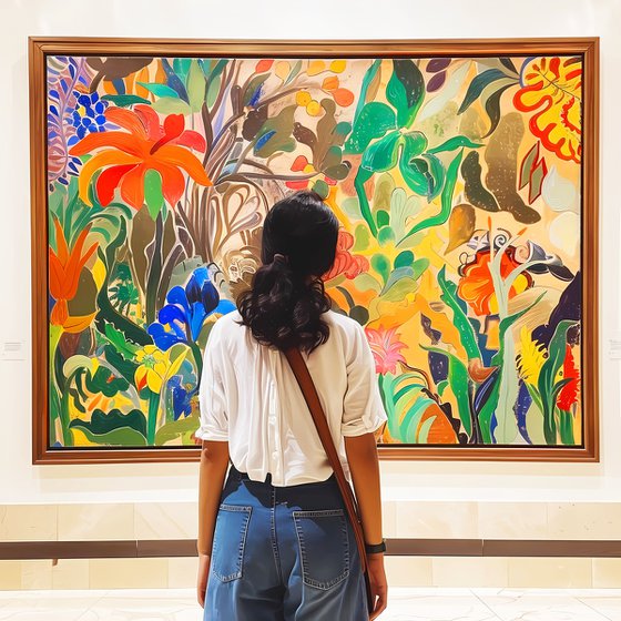 Woman in museum with Matisse