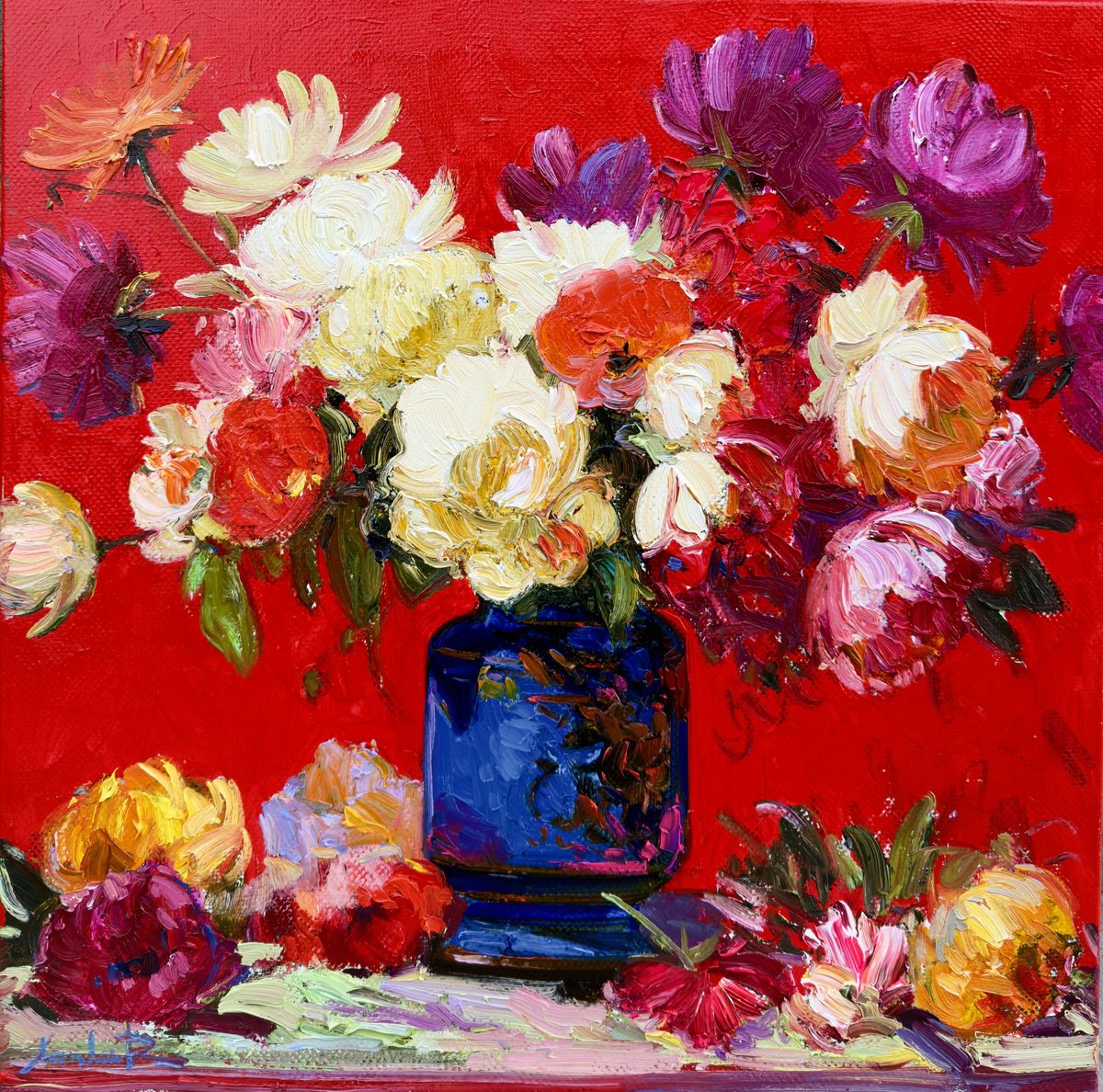 Crimson Garden By Khanlar Asadullayev, 20 X 20, Artwork For Sale On Artfinder