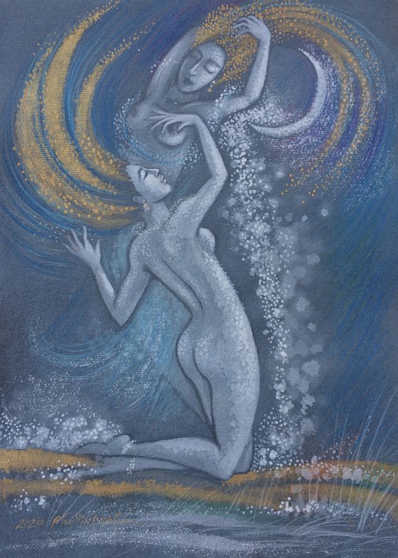 Embrace ~ Two Women and the Moon