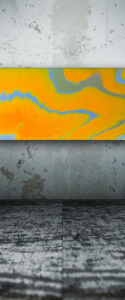 "Staring At The Sun" - FREE USA SHIPPING - Original Abstract PMS Fluid Acrylic Painting - 36 x 18 inches by Preston M. Smith (PMS)