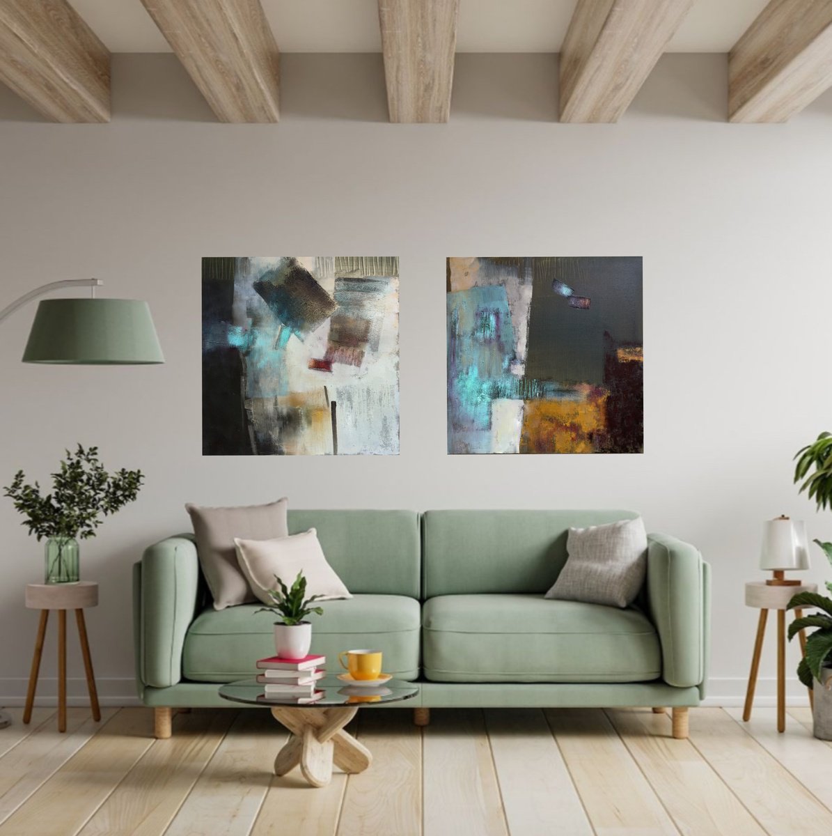 Abstract Painting By Olha Laptieva, 40 X 20", Night Adventures 2B, Original Artwork