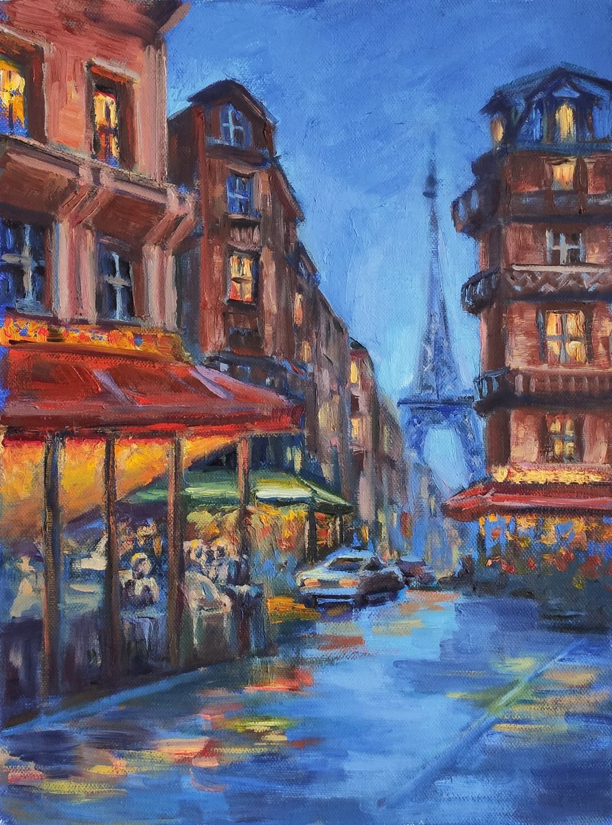 Original Oil Painting - Paris Streets by Anastasia Art Line