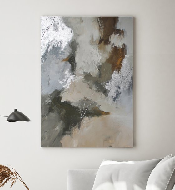 "Velor 2" Gray brown beige abstract art