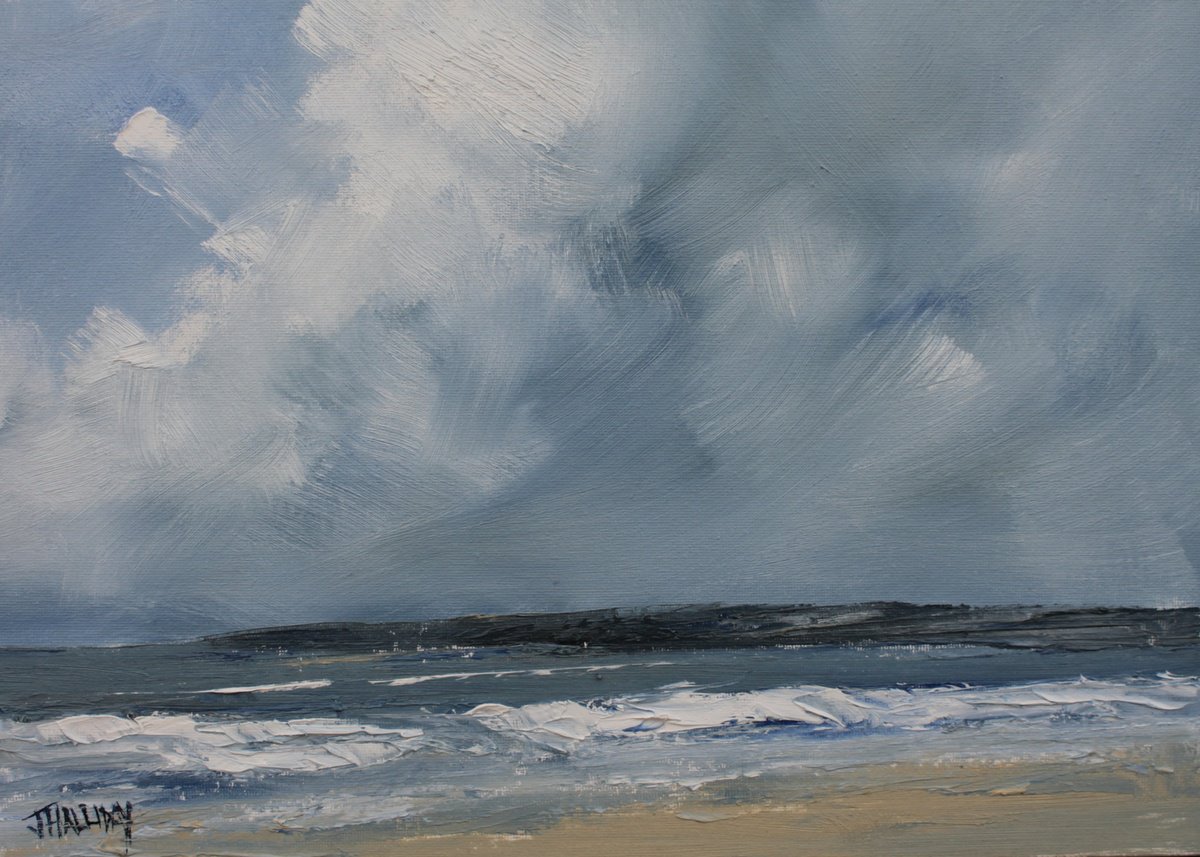 Impressionistic Landscape Oil Painting By John Halliday, 14 X 10, Northern Waves, Ireland, Original Artwork