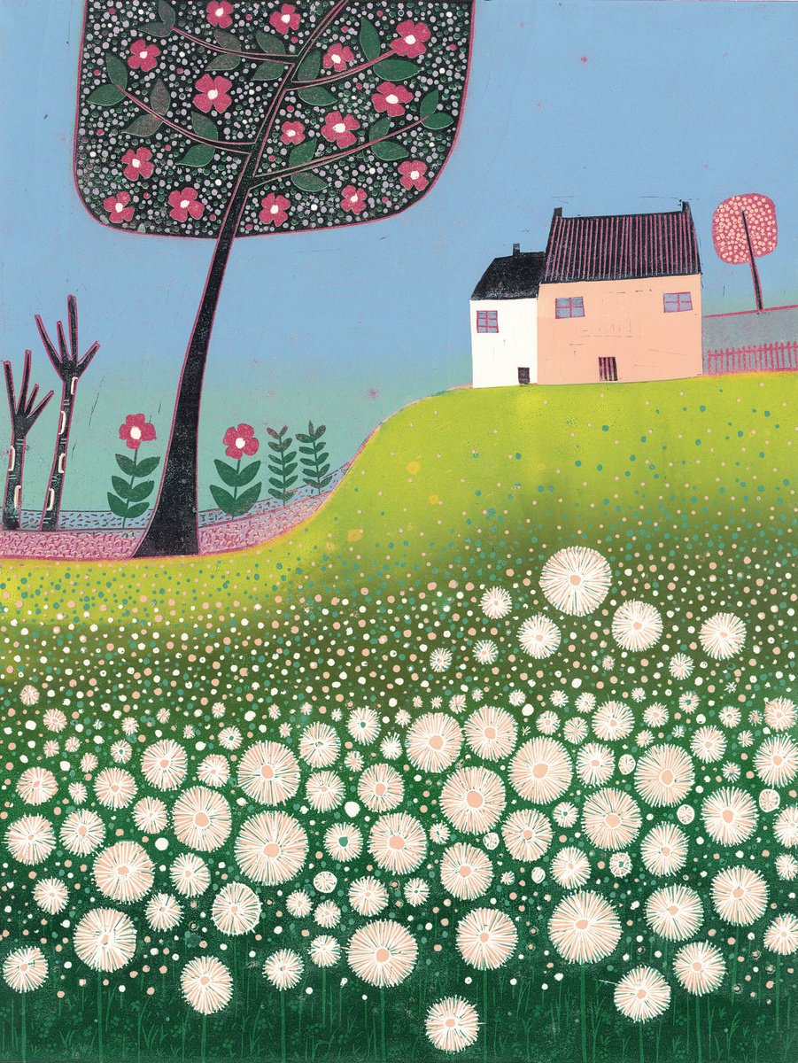 Graphic Botanical Linocut By Layla Khani (Aka Laylart), 15 X 19", 