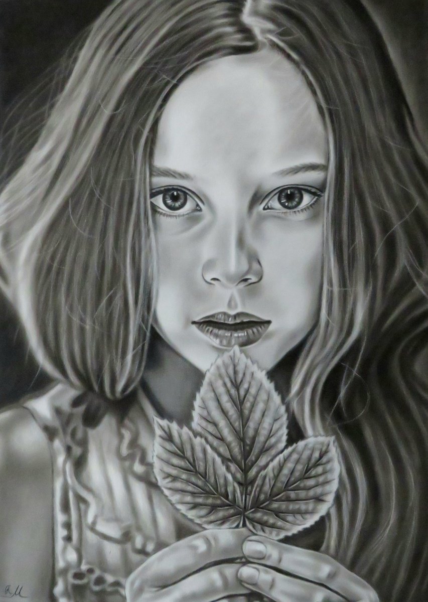 Photorealistic Portrait Oil Painting By Monika Rembowska, 20 X 28", "La Foglia", Original Artwork