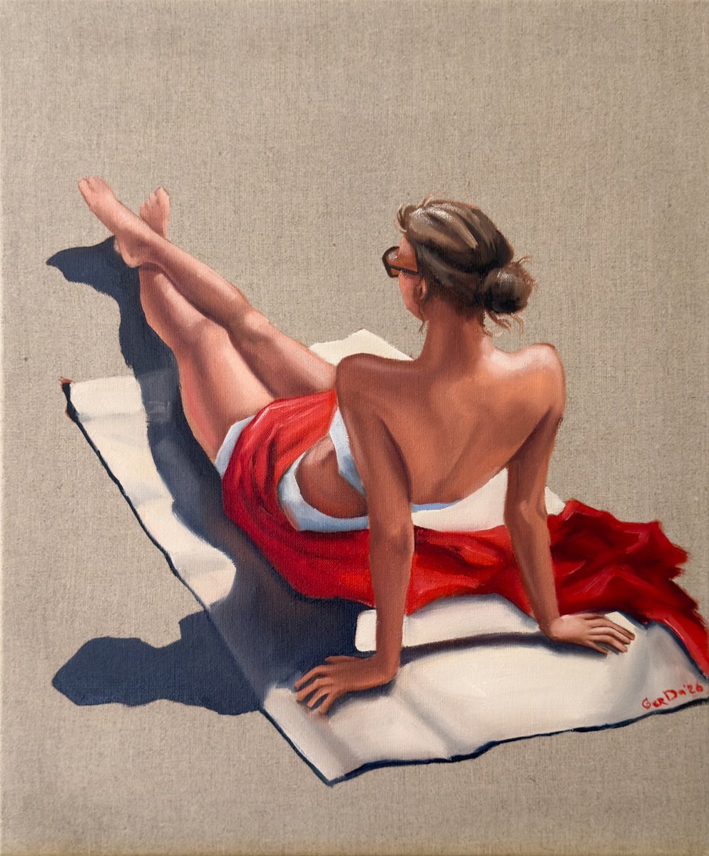 Photorealistic Oil Painting , Beach Moment By Daria Gerasimova, 20 X 24, Artwork For Sale On Artfinder