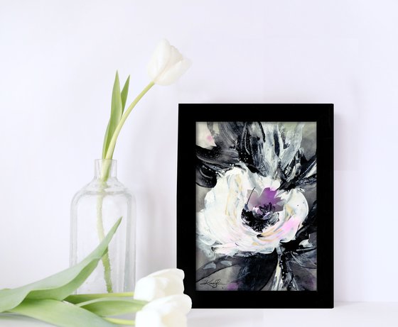 Midnight Blooms 10 - Framed Floral Painting by Kathy Morton Stanion