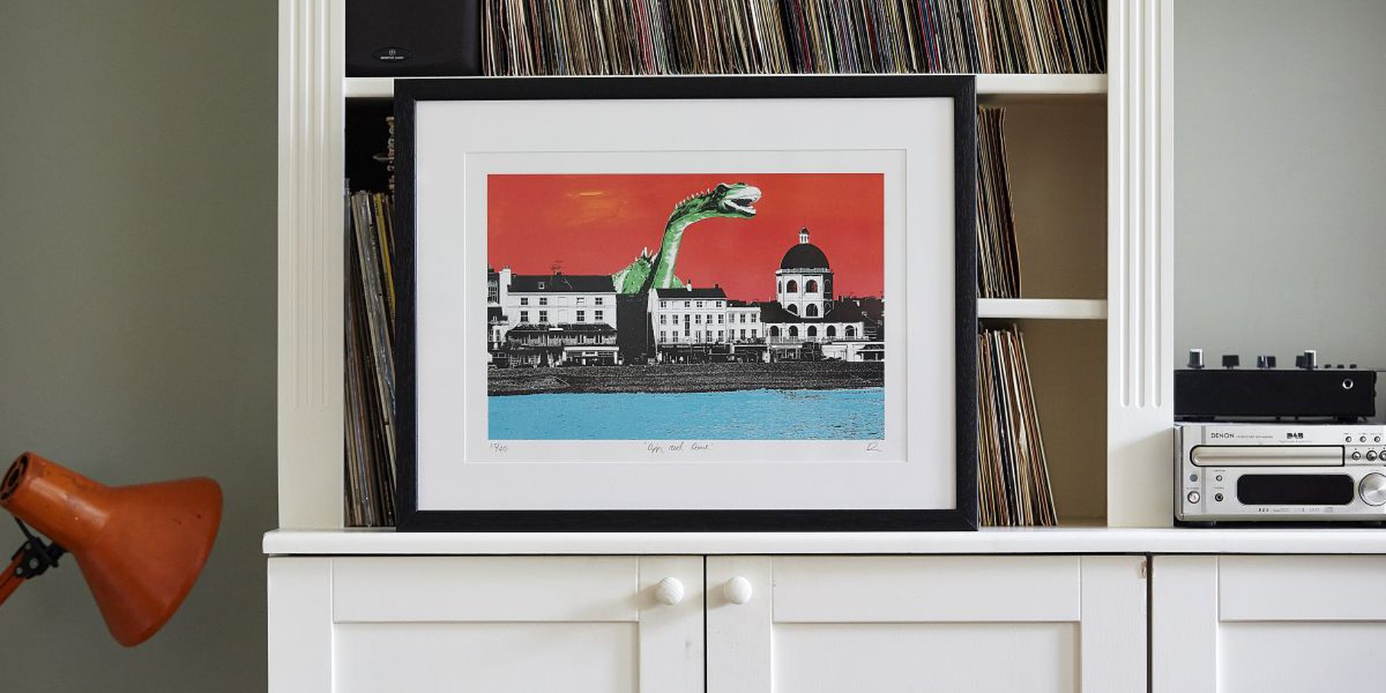 Art of the Day: "Dippy and Dome Red Sky (Framed), 2015" by Ed Watts