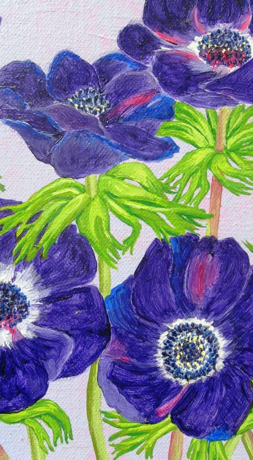 Purple Anemones by Ruth Cowell