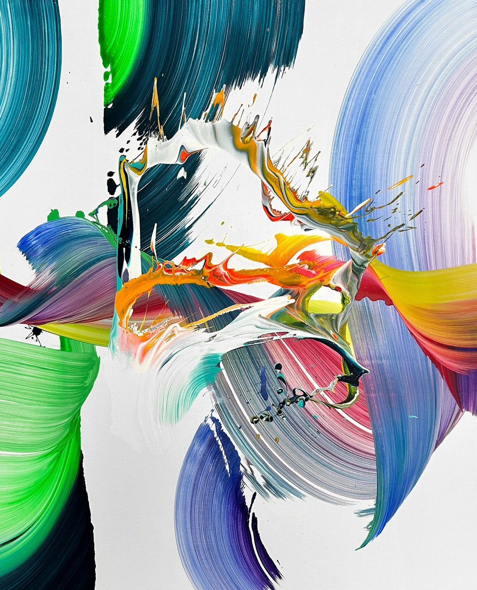 Organic Abstract Acrylic Painting By Nikolaos Schizas, 31 X 39", Cuidate, Original Artwork