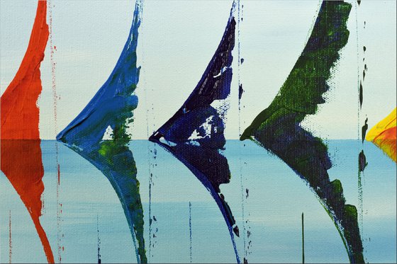 Regatta  - XXL  Abstract- Colourfull Sailboat Painting- Large Acrylic Art Canvas Wall Art Ready to hang