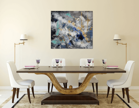 Modern Wall Art, Gray blue painting