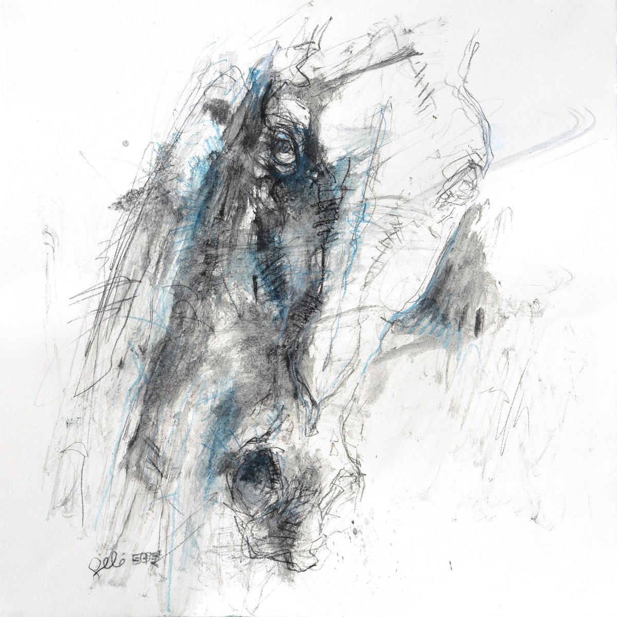 Expressive Animal Charcoal Drawing By Benedicte Gele, 16 X 16, Expression 7P, Original Artwork