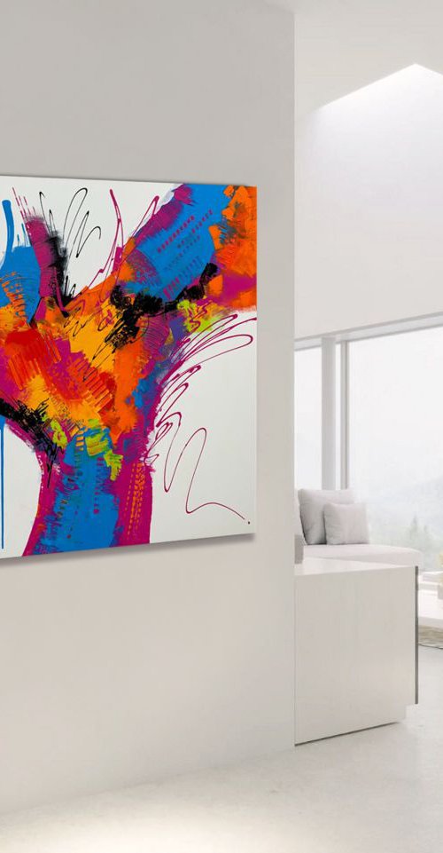 Life's Journey  - LARGE,  COLORFUL,  ABSTRACT ART – EXPRESSIONS OF ENERGY AND LIGHT. READY TO HANG! by Julijana Ravbar