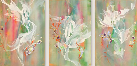 Movement Study in Pastel Chroma Triptych