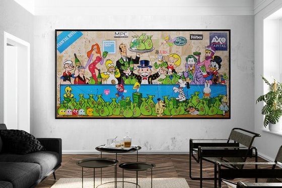 The Money Convention 240cm x 120cm Textured Book Page Urban Pop Art