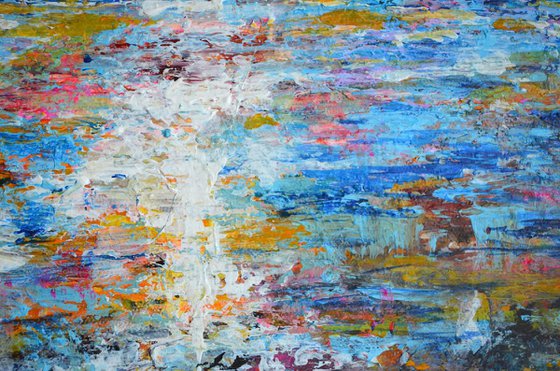 Seascape 01 - Palette knife  Modern abstract landscape Gift idea