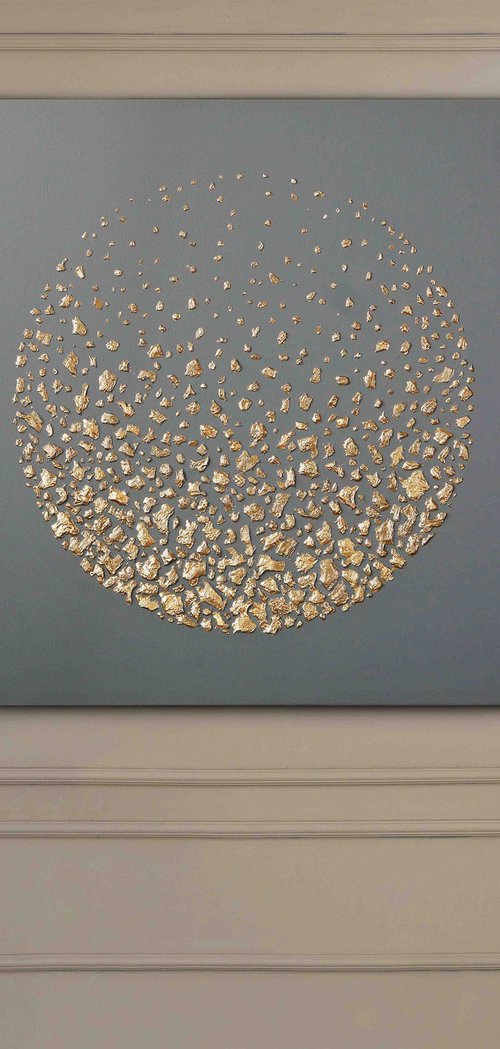 "Meteorites" Black gold space textured art by Alex